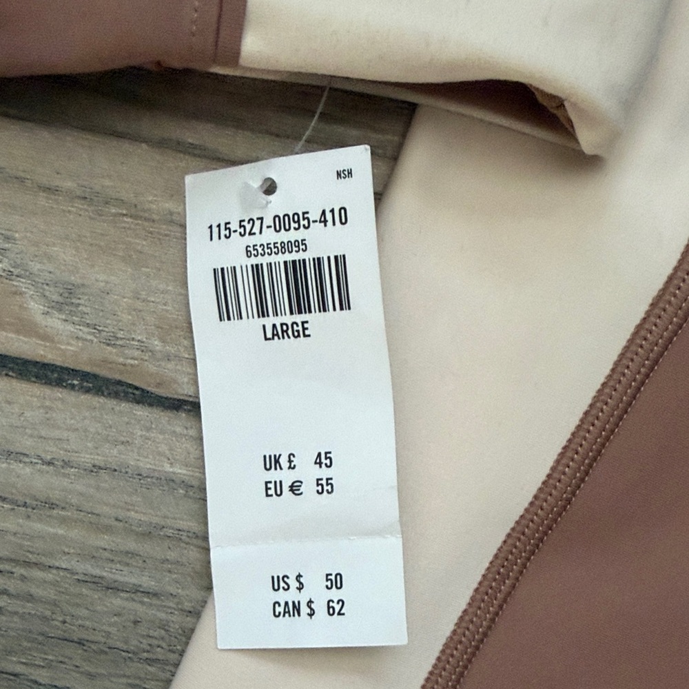 High-Waist Two-Tone Leggings and Crop Tank Set - Brown & Cream - Picture 3 of 7